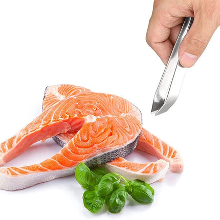 1pcs 430 Stainless Steel Fish Bone Tweezers Pincer Clip Puller Remover Tongs Fish Bone Plucking Clamp Kitchen Gadgets Tools