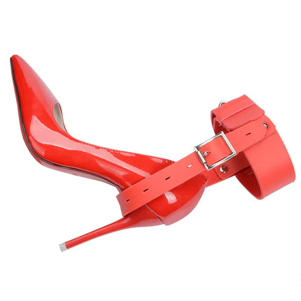 Leather High Heels Strap Exotic Toys Sex Game Fixed Ankle and Shoes with Lock Bdsm Sex for Woman Erotic Restraint Bondage Belt