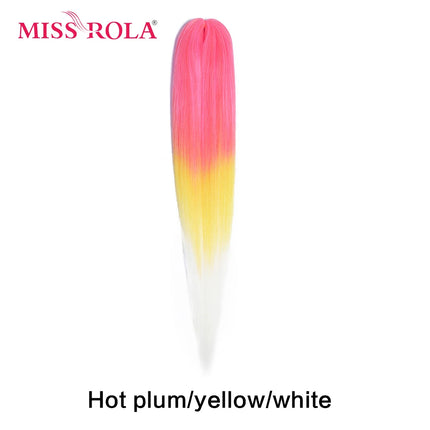 Miss Rola Synthetic 26 Inches 75g Kanekalon Hair Wholesale Bulk Braid Hair Extension Pre Stretched Pink Blonde Twist Jumbo Braid