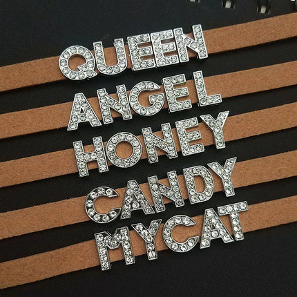 Rhinestone Letter DADDY QUEEN Personalized Custom Name Necklace for Women Fashion Leather Choker Collar DIY Cosplay Jewelry Gift
