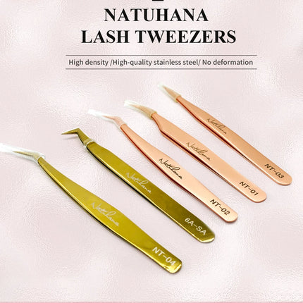 New Professional Fiber Tip Tweezers Rose Gold Lashes Tweezers Stainless Steel Eyelash Extension Tweezers Makeup Tools