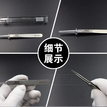 100% Original VETUS JP Series Premium Tweezers for Eyelash Extensions Anti-static Hyperfine High Precision Makeup Pinzas
