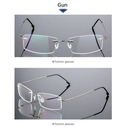 Ultralight Coating Frameless Myopia Glasses -1.0 -1.5 -2.0 To -5.0, Rimless Super Light Stainless Steel Hyperopia +1.0 +2.0 +4.0