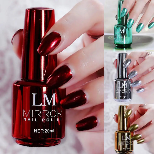 20ml Nail Polish Metallic Mirror Effect Lasting Nail Decor Quick Drying Nail Art Polish Makeup Tool