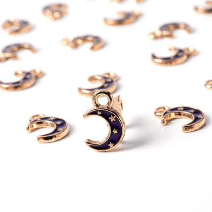 10Pcs 10*17mm Enamel Cute Charms Pendant For Jewelry Making Supplies Moon Alloy Metal Drop Oil Findings For Necklace Bracelet