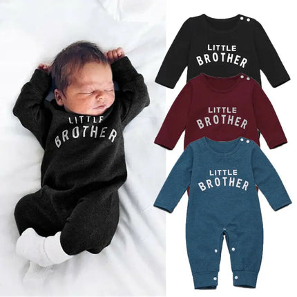0-24Months Baby Boys Spring Autumn Romper Letter Long Sleeve Baby Boys Jumpsuits Solid Black Blue Playsuit For Baby Boys