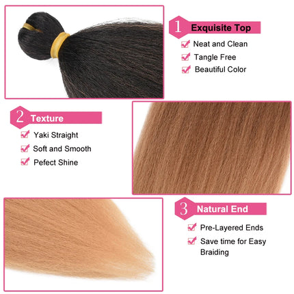 Easy Braiding Hair 26 inch long Jumbo Braids Yaki Straight Crochet Synthetic Ombre Hair Extensions Low temperature Fiber 90g/ pc