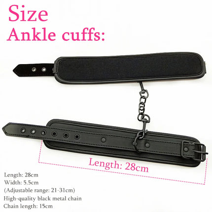 Sexy Adjustable Leather Handcuffs Collar Adult Toys Sex Games Bondage Restraints Exotic Accessories Sex Toys for Woman Couples