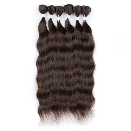 FASHION IDOL Water Wave Hair Bundles Synthetic Hair Extensions Ombre Blonde Brown Cosplay Weave Hair Bundles 20 inch 6Pcs Hair
