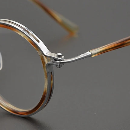 Top Quality Retro Round Glasses Frame Japanese Handmade Titanium Ultralight Men Eyeglasses Women Eyewear Acetate Korean Fashion