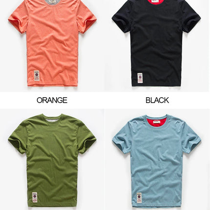 Men's Cotton Solid Color T-Shirt Men Casual O-Neck Basic T-Shirt Male High Quality Classic Tops