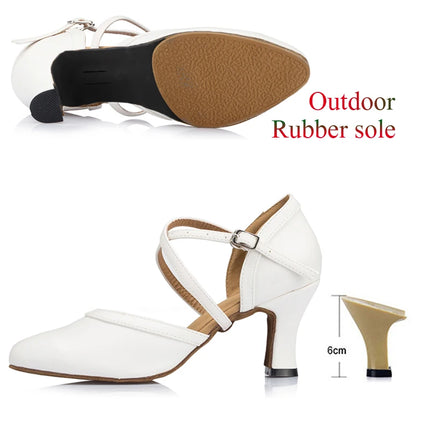 Women's Latin Shoes White Wedding Party Ballroom Party Tango Salsa Summer Women's Shoes High Heels Professional Dance Shoes