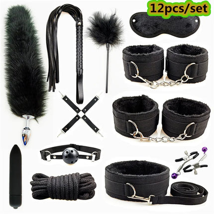 Adults Products Leather Sex Toy Kit Handcuffs Bondage Set Sex Games Bdsm Adult Toys Exotic Accessories Sex Toys for Couples