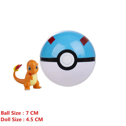 Pokemon Pokeball With Cartoon Movie Anime Figure Pikachu Charmander Eevee Squirtle Vulpix Quality Pet Action Model Toys Gifts