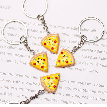 Unisex 6-piece Keychain Cute Pizza Alloy Pendant Can Be Used For Backpack Car Key Accessories Key Chain Jewelry Gifts
