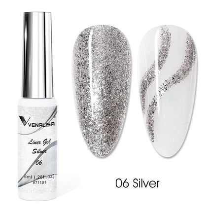 Venalisa Liner Gel 8ml French Nail Gel Polish UV LED Painting Gel Nail Art Design Gorgeous Glitter Color DIY Drawing Polish