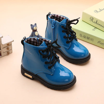 New Children Shoes Boots for Children Size 21-37 Boots for Girl PU Leather Waterproof Winter Kids Snow Shoes Girls Boots
