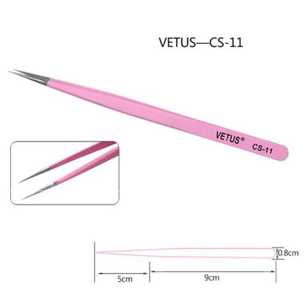 Stainless Steel Eyelashes Tweezers Anti-static High Precision VETUS Tweezers Professional Volumn Lash Extension Makeup Tool
