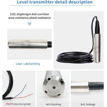 80M 4-20mA RS485 0.5-3V 0.5-5V level transmitter Controller level sensor water tank level indicator 80M