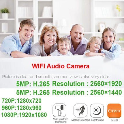 JIENUO 5MP Wireless IP Camera 1080P Indoor Outdoor Waterproof Audio Cctv Security Surveillance IPCam Onvif HD WIfi Net Home Cam