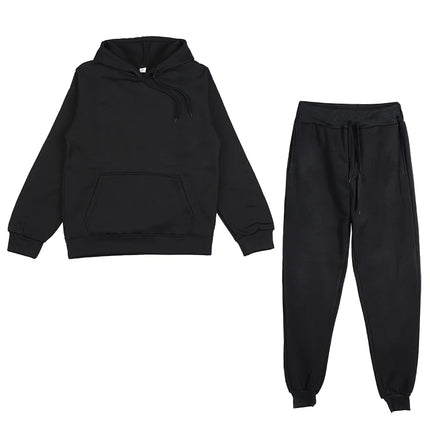 Men's and women's spring fleece sportswear men's and women's casual hoodies couple suit jogging fashion pullover black S-3XL