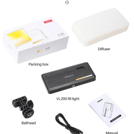 Ulanzi VL200 Led Video Light With Soft Diffuser 360°Ball Head 5000mAh 2500-9000k Fill Panel Lamp Camera Light for Youtube