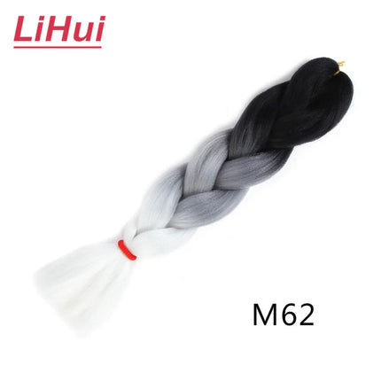 24 Inches Synthetic Braiding Hair Jumbo BraidOmbre Jumbo Hair Extension For Women DIY Hair Braids Purple Pink  Yellow Gray Lihu
