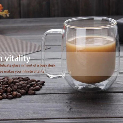1-6PCS 80-450ML Heat Resistant Double Wall Tea Glass Cup Beer Coffee Handmade Creative Cold Beverage Transparent Drinkware Set