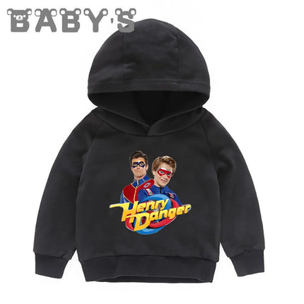 Henry Danger Funny TV Shows Kids Sweatshirts Children Casual Hooded Hoodies Baby Pullover Tops Girls Boys Autumn Clothes,KMT2308