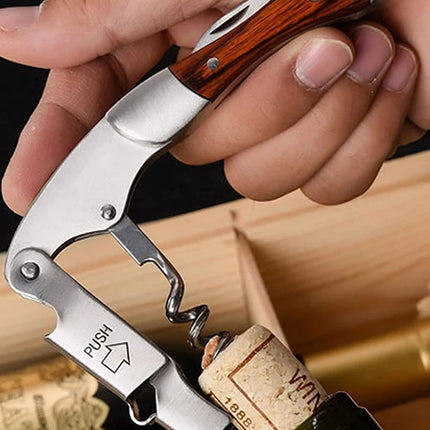 Stainless Steel Wine Opener, Professional Waiters Corkscrew, Leather Case,Beer Bottle Opener And Foil Cutter Gift For Wine Lover