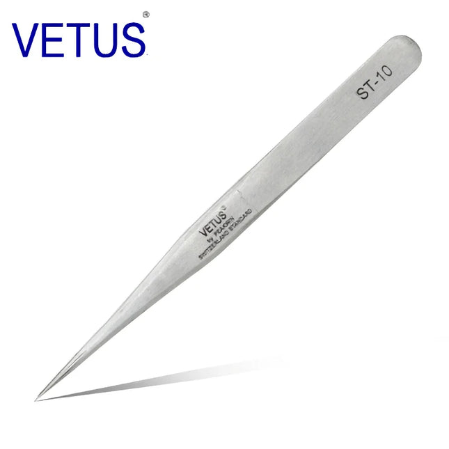 VETUS ST-10 (110mm) High Precision Tweezers Stainless Steel Non-magnetic Acid-proof Pincers Eyelash Beauty Manicure Tools