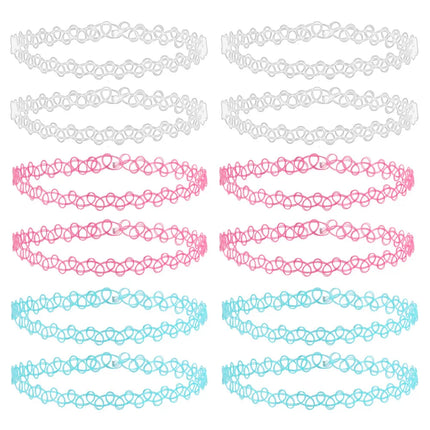 ZS 12Pcs Vintage Stretch Choker Necklace Lady Girl Tattoo Choker Necklace Punk Retro Gothic Elastic Necklaces for Women
