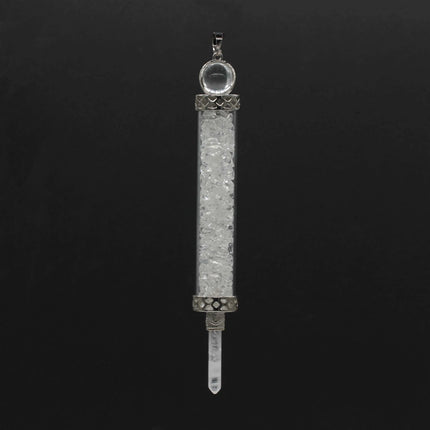 KFT Natural Healing Crystal Quartz Tourmaline Lapis Lazuli Long Pillar Wishing Bottle Reiki Stone Pendulum Pendant Jewelry