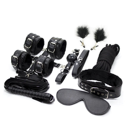 Lots Sex Bondage Kit Set Slave Adult Games Toys Hand Cuffs Ankle Cuff Gag Whip Rope Blindfold nipple clips Frisky Erotic Toys