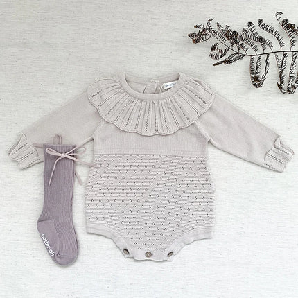 Baby Girls Romper Autumn New Born Baby Knitted Romper Ruffle Long Sleeve Newborn Baby Clothes Infant Baby Jumpsuits Girl overall