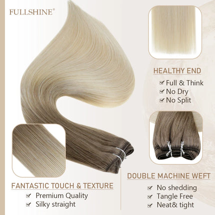 Full Shine Human Hair Weft Extensions Hair Bundles 100g Sew In Silky Straight Remy Skin Double Weft For Salon
