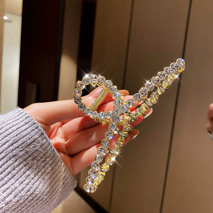 2021 New Elegant Gold Hollow Geometric Metal Hair Claw Vintage Hair Clips For Women Headband Hairpin Hair Crab Hair Accessories