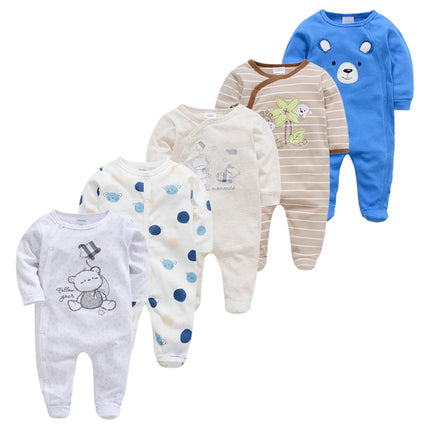 5pcs Honeyzone Winter Toddler Animal Footies New Born Baby Clothes Set Soft Breathable Pyjama Ubranka Dla Niemowlat Clothing Set