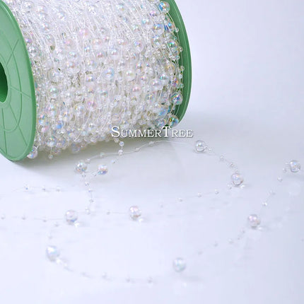 5 Meters Fishing Line Artificial Pearls Beads Chain Garland Flowers Wedding Party Home Decor Supply Ivory White Pink Light blue