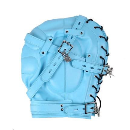 BDSM Bondage Full Hood Masks,Sensory Deprivation Gimp,SM Leather Padded Slave Role Play Hood With Breathing Hole,Couple Sex Toys