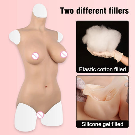 Natural Fallen Silicone Breasts Women Silicone Body Suit Fake Boobs tit Crossdresser Transgender Drag Queen Liquid latex catsuit