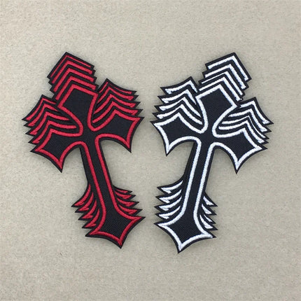 10pcs Lot Cross Patches on Clothes Diy Embroidered Appliques Iron on Patches for Clothing Jeans Stickers Badges (7.0x10.3CM)