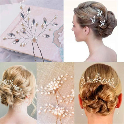 Crystal Pearl Tiaras Hairbands Hairpins Bridesmaid Diamante Vine Decoration Hair Accessories Bridal Wedding Jewelry Headwear