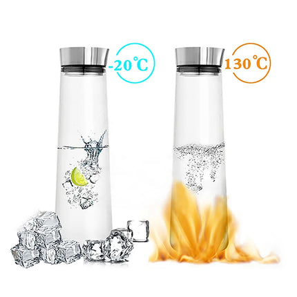 1000ML/1500ML Water Jug Thickened Glass Big Water Bottle with Stainless Steel Lid Carafe Boiling Wate Juice Pitcher Glass Bottle