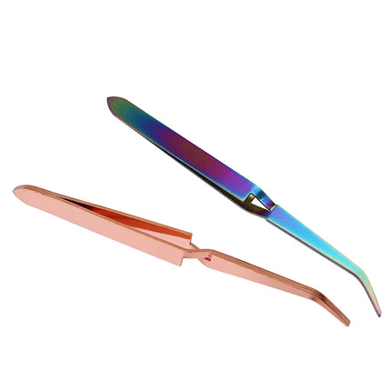 Rose Gold Anti-Static Tweezers Nail Art Tool for Acrylic Gel Sculpting Shaping DIY Clip Manicure Tool