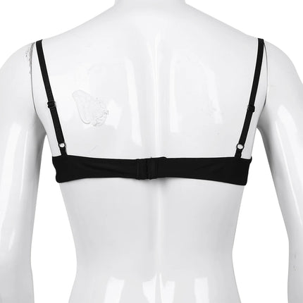 Mens Bra Bikini Top Sissy Lingerie Bralette Smooth Floral Lace Bras Men Wire free Bra Top with Adjustable Straps Sleepwear Tops
