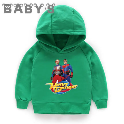 Henry Danger Funny TV Shows Kids Sweatshirts Children Casual Hooded Hoodies Baby Pullover Tops Girls Boys Autumn Clothes,KMT2308