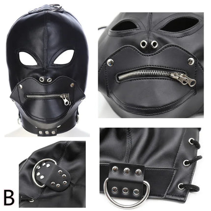 PU Leather Fetish Hood Headgear Sex Toys for Women BDSM Bondage Sex Mask Bdsm Toys Adult Games Sex Products for Adults