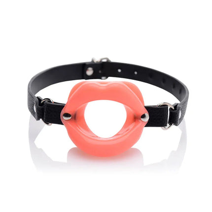 Candiway PU Leather Rubber Lips O Ring Open Mouth Oral Sex Gag BDSM Fetish Bondage Restraints Erotic Toys For Couples