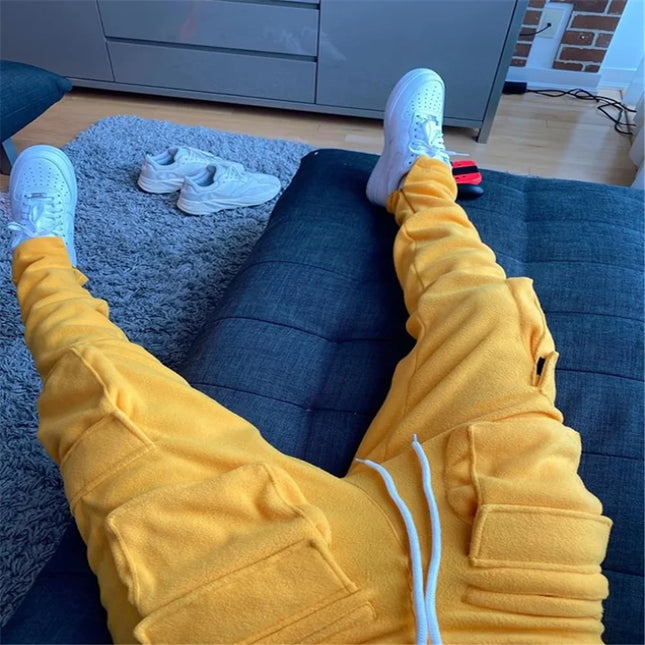 Fleece warm men pants for autumn winter streetwear Men's sweatpants Trousers Work Jogging Outdoor